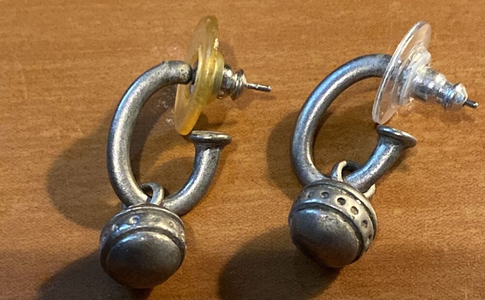 Silver Tone Round Dangle Earrings Women’s 1 Inch Post Butterfly Back Jewelry